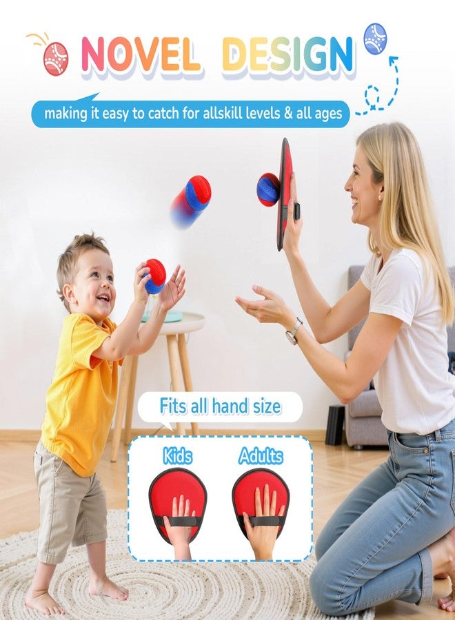 DISHIO Toss and Catch Ball Game Outdoor, 2PCS Outdoor Games Yard Games Beach Toys Pool Toddler Baseball Glove & Catch Ball Toys Birthday Gift for Ages 3 4 5 6 7 8-12 Year Old Boys Girl - Image 3