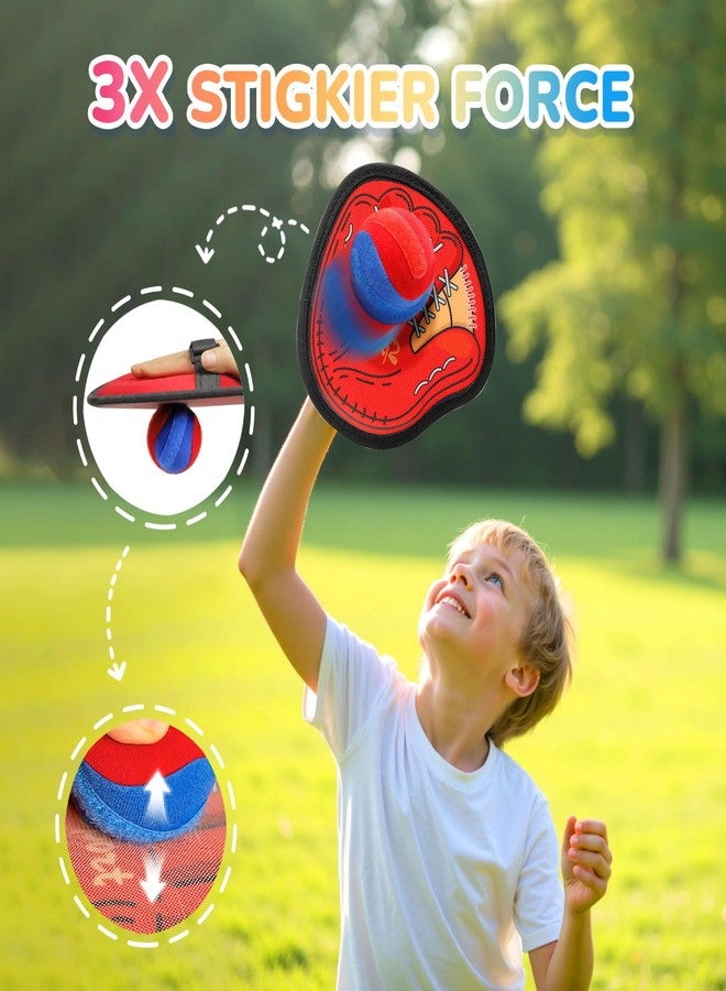 DISHIO Toss and Catch Ball Game Outdoor, 2PCS Outdoor Games Yard Games Beach Toys Pool Toddler Baseball Glove & Catch Ball Toys Birthday Gift for Ages 3 4 5 6 7 8-12 Year Old Boys Girl - Image 2
