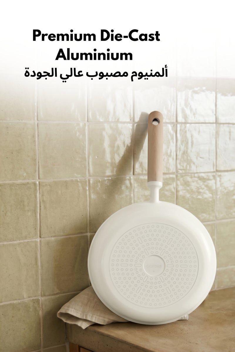 كاروت طقم أواني كاروت 21 قطعة سيراميك غير لاصق لطهي صحي خالٍ من PFAS، بأغطية سيليكون بمصفاة مزدوجة وقاعدة توزيع حرارة متساوٍ، متوافق مع جميع المواقد وآمن لغسالة الصحون (كريمي) - Image 5