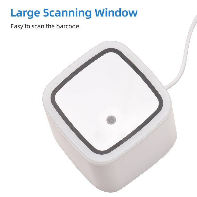 1D 2D QR Barcode Scanner Platform Hands-free USB Wired Bar Code Reader CMOS Image Sensor Desktop Scanner Large Scanning Window for Supermarket Library Retail Store Mobile Payment Computer Screen Scan - Image 3