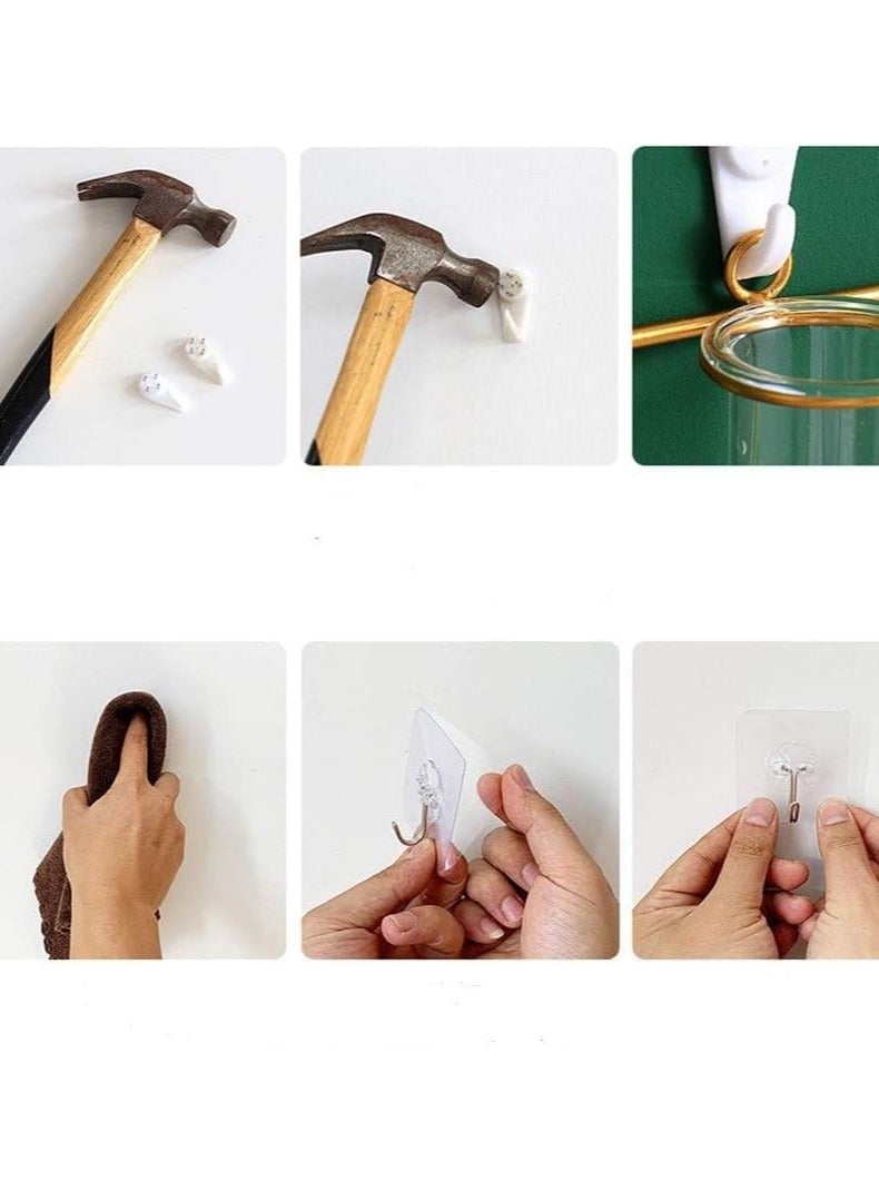 SOLARAE 2 Pack Nordic Wall Vase Gold, Hanging Geometric Metal Hydroponic Planter, Mounted Glass Tube Bud Decorative for Centerpieces Wedding Home Decor - Image 5