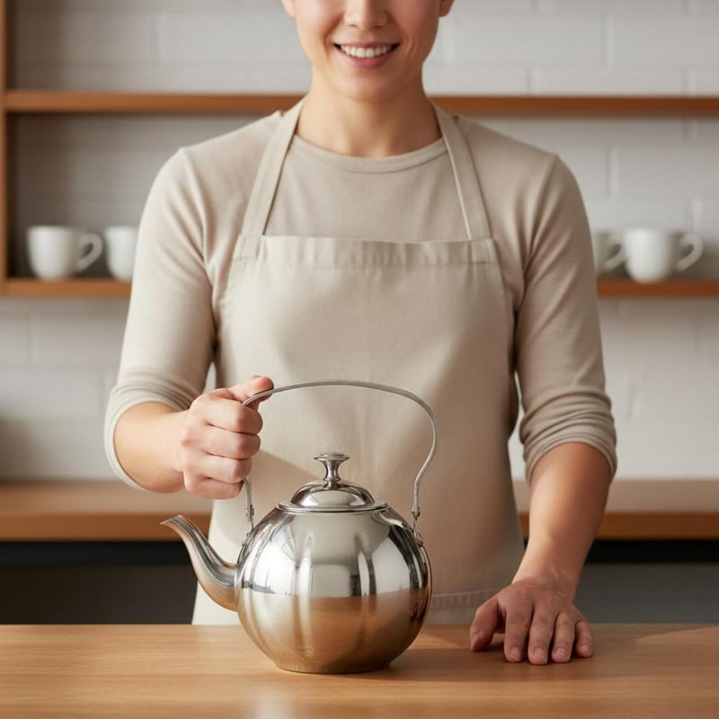 Generic Stainless Steel Teapot Mirror Polished Tea Kettle with Infuser Versatile Metal Tea Pot for Restaurant, Array, Silver - Image 5