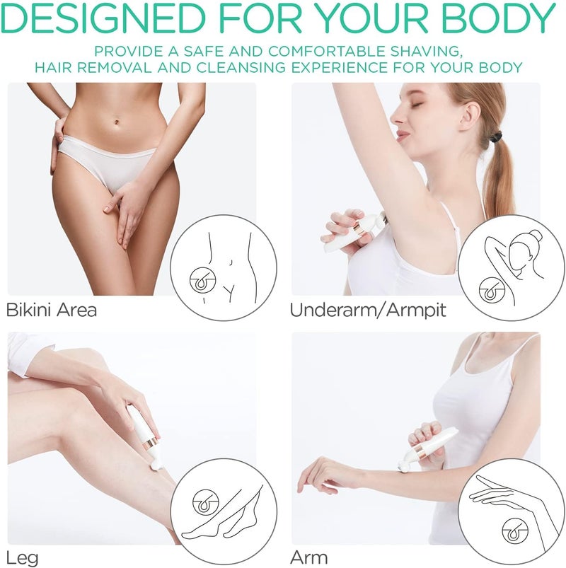 VOYOR Electric Lady Shaver Wet and Dry Rechargeable Bikini Trimmer Women Electric Razor for Women 5in1 Hair Remover for Legs Armpits Bikini Cordless Waterproof Portable ES500 - Image 3