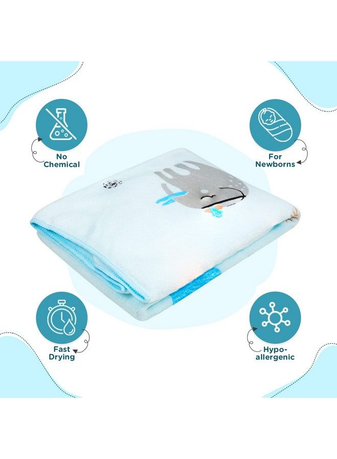 mee mee Micro Fibre Cotton Cloth Premium Baby Washcloth For New Born Reusable Quick Absorbent Extra Soft Face Towels For Kids;Baby;Toddlers;Infants;New Born Babies Without Hood Pack Of 1(Blue) - Image 4
