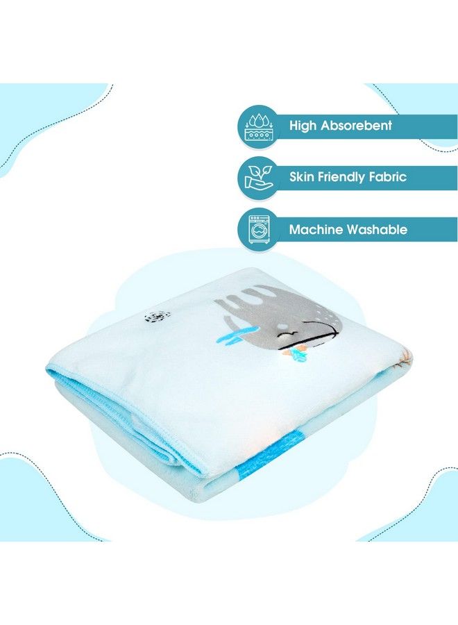 mee mee Micro Fibre Cotton Cloth Premium Baby Washcloth For New Born Reusable Quick Absorbent Extra Soft Face Towels For Kids;Baby;Toddlers;Infants;New Born Babies Without Hood Pack Of 1(Blue) - Image 3