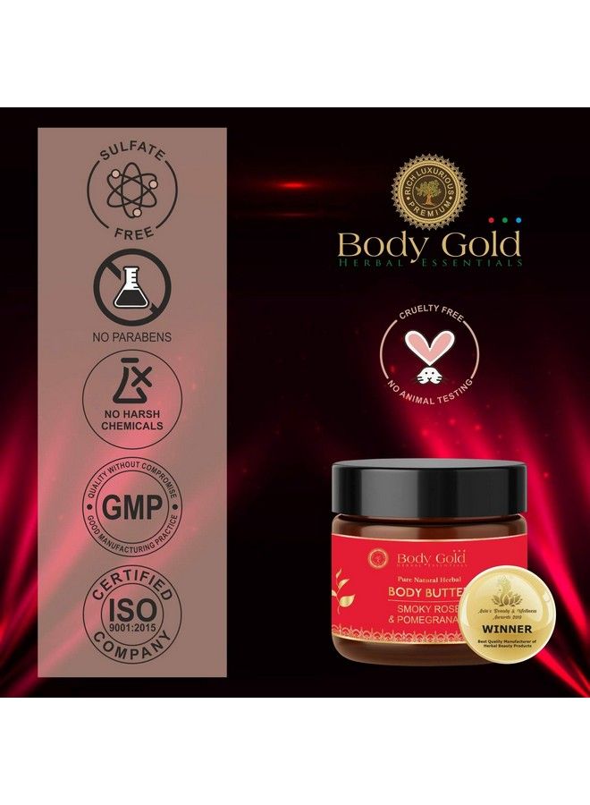 Body Gold Body Butter Cream With Pomegranate & Smoky Rose Nourishing Longlasting Softening And Hydrating Paraben And Sulphate Free 100Gm - Image 4