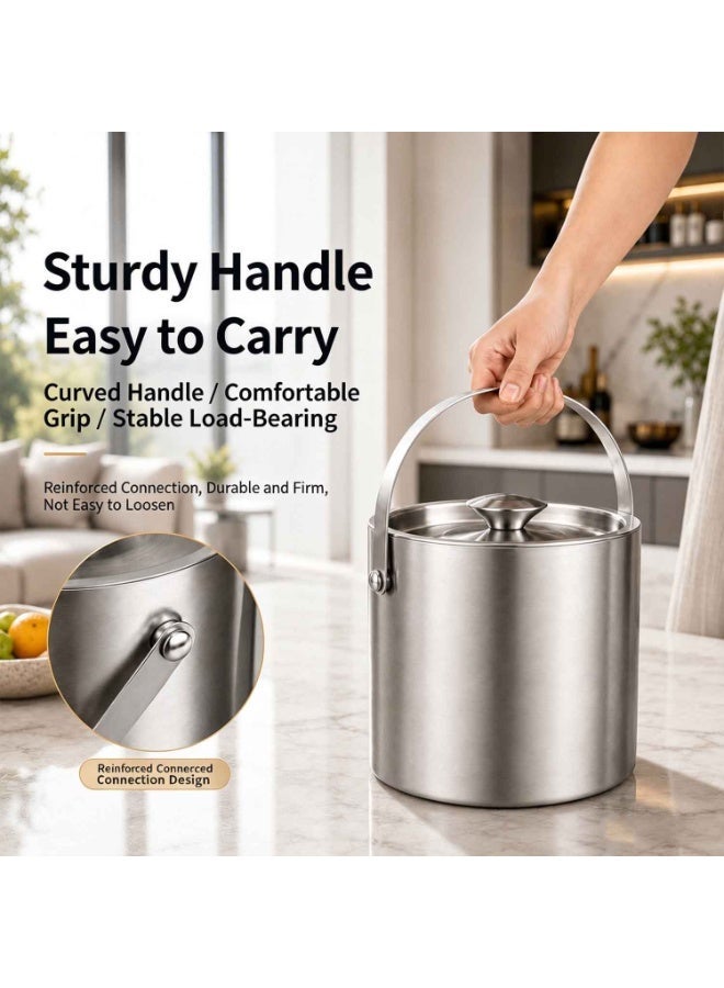 Stainless Steel Ice Bucket,3L Double-Wall Insulated Ice Buckets for Parties with Lid & Tongs, Large Drink Container Holder, Ideal for Freezer Drink Home Bar Accessories,Summer Essential - Image 4