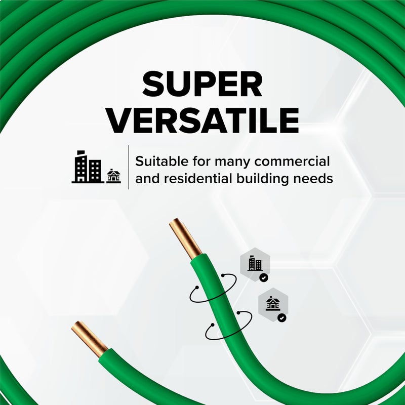 THE CIMPLE CO 10 FT - 10 AWG Solid Copper Wire - 10 Gauge Industrial THHN/THWN - 10 FT Insulated Grounding Wire - Green, 10 Feet (3 Meters) - Image 5
