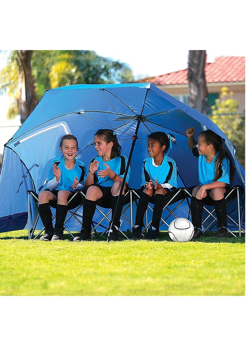 GUDOO - Beach Tent Umbrella Camping Sun Shelters SPF 50++ Sun Canopy Umbrella Portable Sunshade Tent Umbrella With Window Beach Umbrella for Camping   Beach and Sports Events Blue 2.4m - Image 1