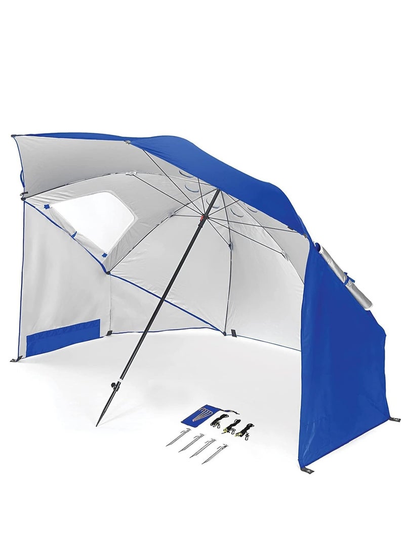 GUDOO - Beach Tent Umbrella Camping Sun Shelters SPF 50++ Sun Canopy Umbrella Portable Sunshade Tent Umbrella With Window Beach Umbrella for Camping   Beach and Sports Events Blue 2.4m - Image 1