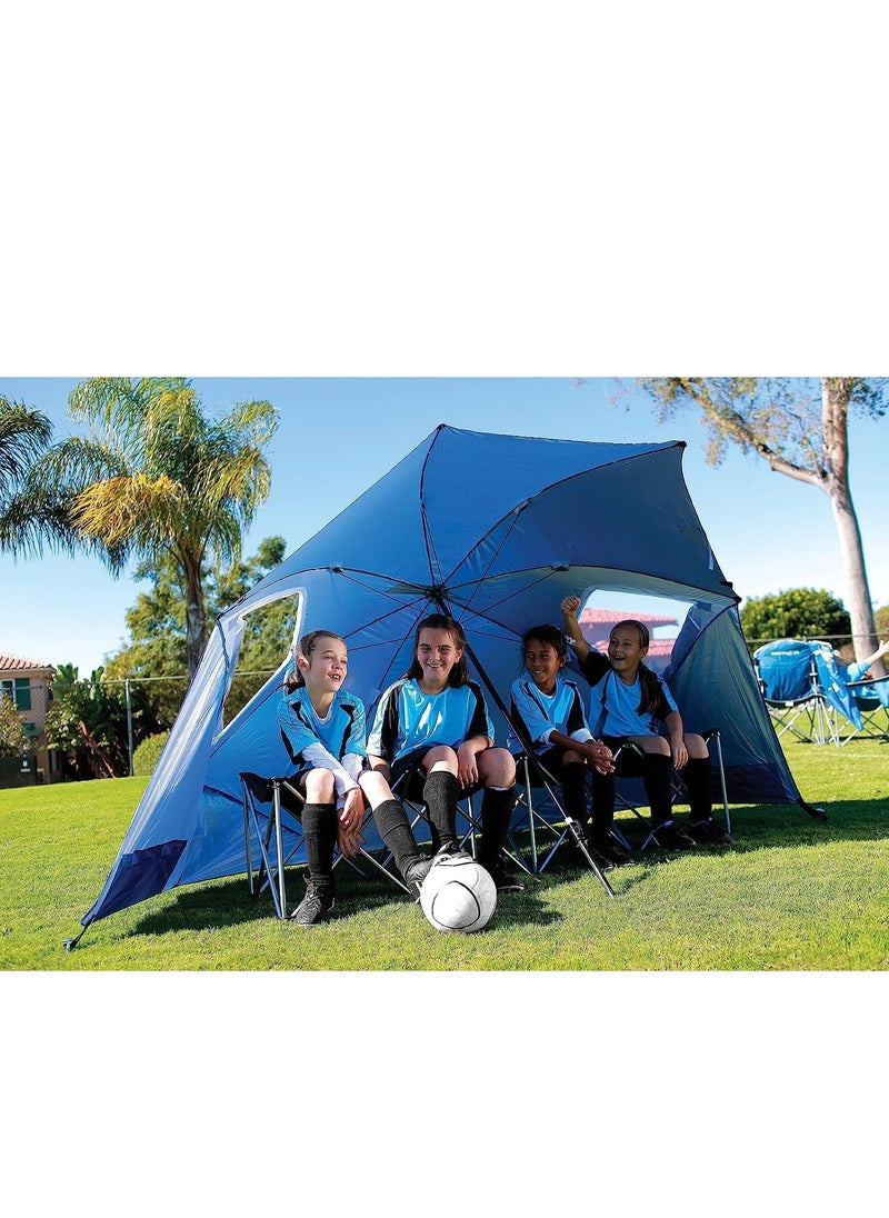 GUDOO - Beach Tent Umbrella Camping Sun Shelters SPF 50++ Sun Canopy Umbrella Portable Sunshade Tent Umbrella With Window Beach Umbrella for Camping   Beach and Sports Events Blue 2.4m - Image 1