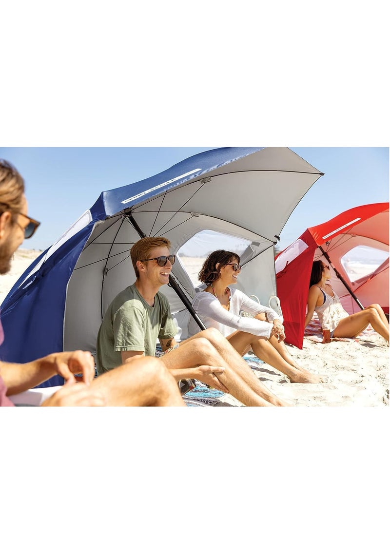 GUDOO - Beach Tent Umbrella Camping Sun Shelters SPF 50++ Sun Canopy Umbrella Portable Sunshade Tent Umbrella With Window Beach Umbrella for Camping   Beach and Sports Events Blue 2.4m - Image 1