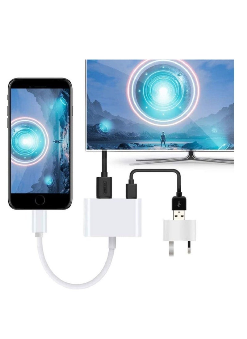 JAJEEK - [Apple MFi Certified] Lightning to HDMI Digital AV Adapter,1080P Video & Audio Sync Screen Converter AV Adapter with Charging Port for iPhone HDMI Converter to HD TV/Projector/Monitor Support All iOS - Image 1