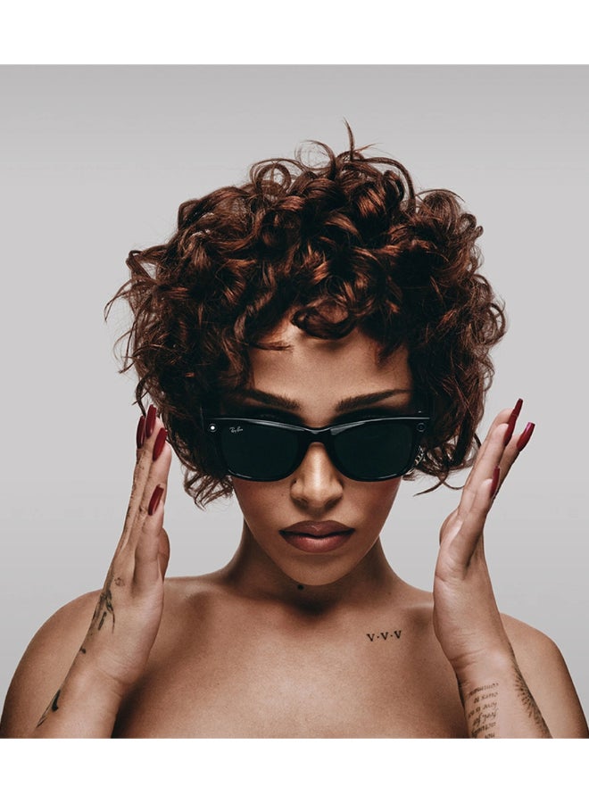 ميتا RAY-BAN Wayfarer (Gen 2) Shiny Black Frame Green Lens Standard High bridge Shiny Black Green - Image 2