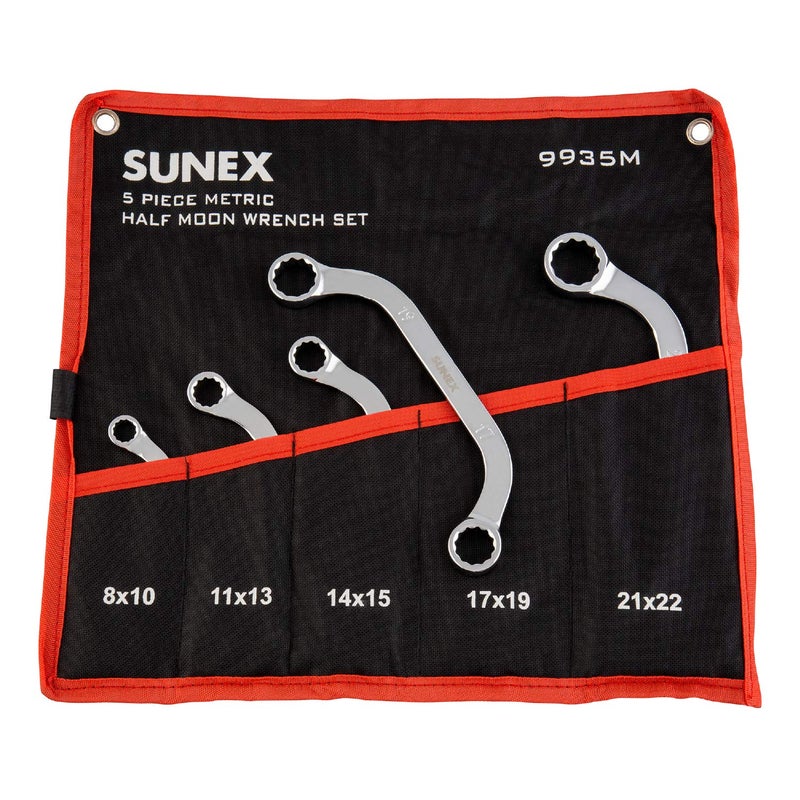 SUNEX TOOLS 9935M Metric Half Moon Wrench Set 5Piece