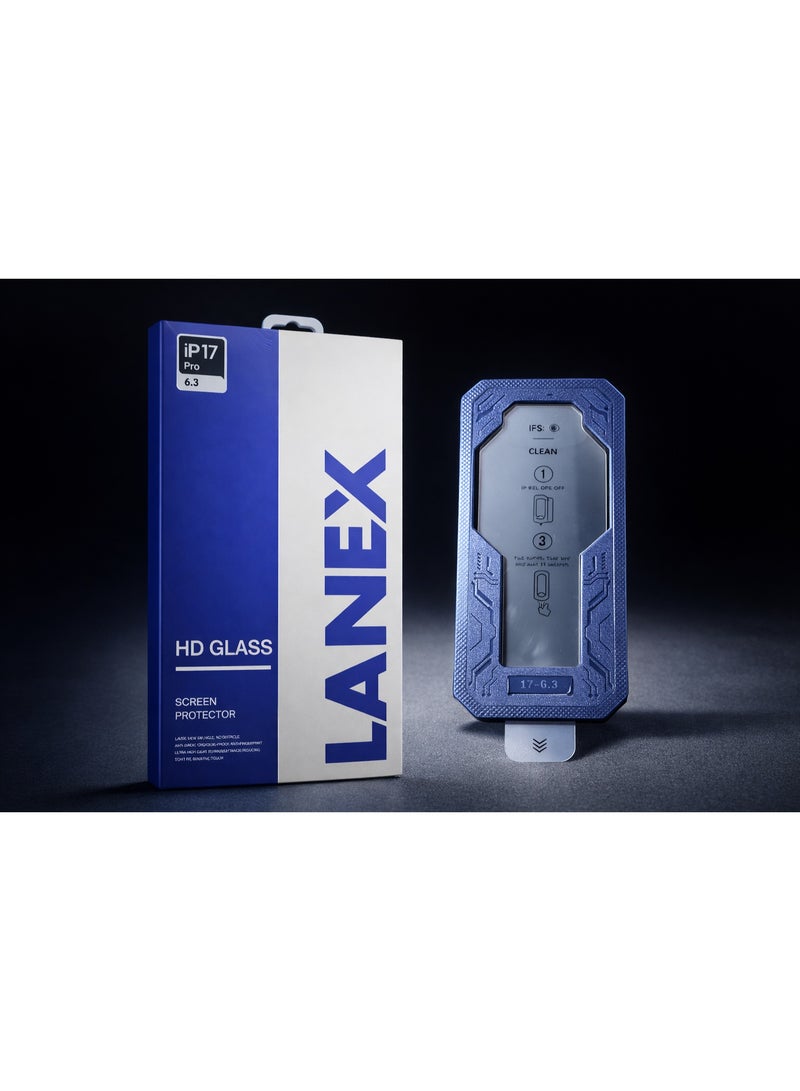 لانيكس شاشة حماية زجاجية فاخرة من LANEX لهاتف ايفون 17 برو (iPhone 17 Pro) مقاس 6.3 بوصة مع أداة تركيب تلقائي - زجاج مقوى عالي الشفافية (HD) - Image 5