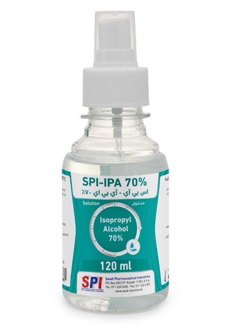SPI Pure Isopropyl Alcohol 70% Disinfectant and Sanitizer Solution for First Aid Maximum Hand Protection for Daily Protection Types 120ml - Image 2