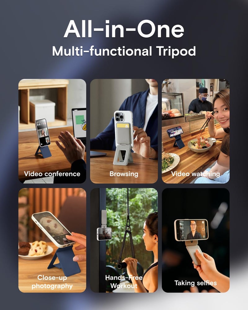 MOFT Phone Tripod Wallet for iPhone, Mulit-Angles, Lightweight & Portable Phone Stand, MOVAS Vegan Leather Magnetic Wallet, Strong Magnets, NFC Card Holder,Travel Essential, Jet Black (With Card Slot) - Image 5