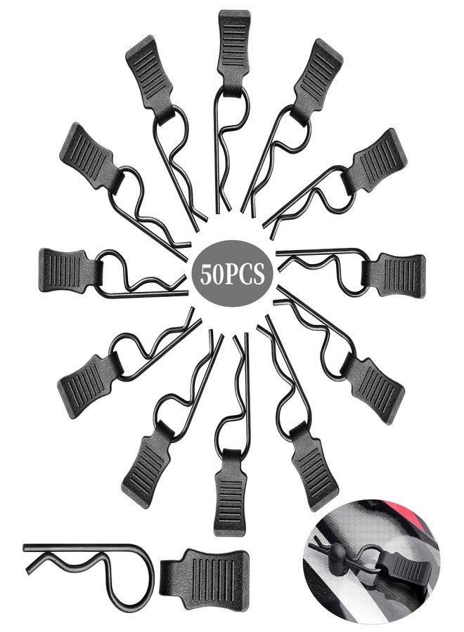FriHobby 50pcs FriHobby RC Body Clips with Pull Tabs RC Pins Compatible with Slash Arrma Axial SCX10 Redcat Losi Tamiya HPI HSP Himoto 1/8 1/10 1/12 1/14 RC Car (Black) - Image 1