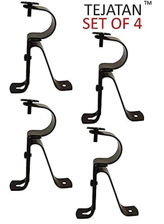 TEJATAN Curtain Rod Bracket for 1-Inch Diameter rods - (Set of 4 (2 Pairs, Black) (Can Also be Known as Curtain Rod Hangers, Drape Rod Hooks for Wall, Curtain rods Brackets, Curtain Rod Holders) - Image 4