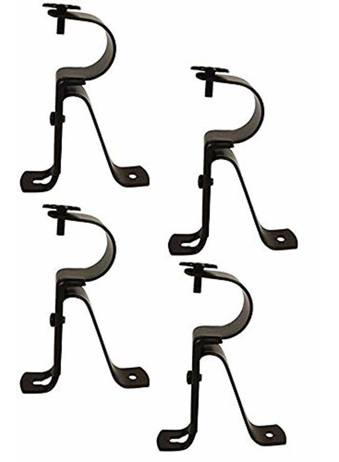 TEJATAN Curtain Rod Bracket for 1-Inch Diameter rods - (Set of 4 (2 Pairs, Black) (Can Also be Known as Curtain Rod Hangers, Drape Rod Hooks for Wall, Curtain rods Brackets, Curtain Rod Holders) - Image 1