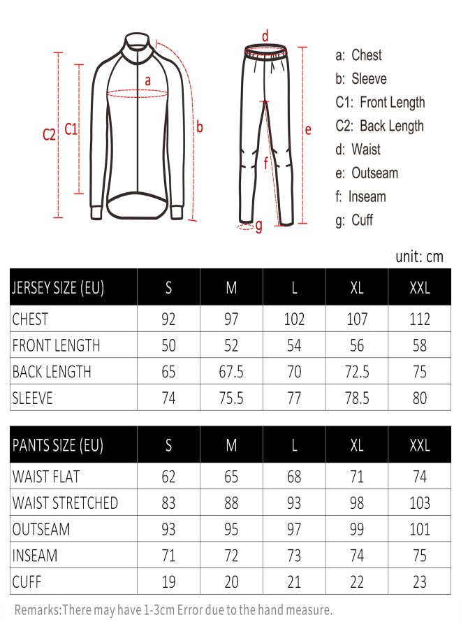 REALTOO Men Cycling Jersey Set Breathable Long Sleeve Bike Shirt Bicycle Riding Sports Jersey with Padded Pants Tights MTB Cycling Clothing Outfit - Image 2