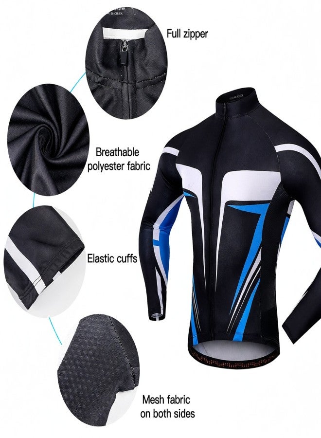 REALTOO Men Cycling Jersey Set Breathable Long Sleeve Bike Shirt Bicycle Riding Sports Jersey with Padded Pants Tights MTB Cycling Clothing Outfit - Image 5