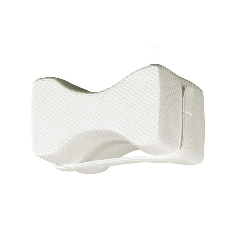 MAHAVEER COTTON Mahaveer Cotton Orthopedic Memory Foam Knee Pillow Leg Positioner Wedge Pillow Side Sleeper Sciatica Relief Pillows for Adults Knock Knee Corrector for Sleeping Washable Cover White - Image 1