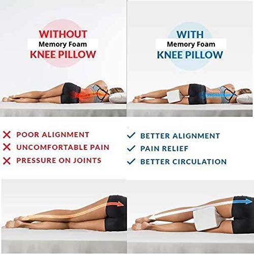MAHAVEER COTTON Mahaveer Cotton Orthopedic Memory Foam Knee Pillow Leg Positioner Wedge Pillow Side Sleeper Sciatica Relief Pillows for Adults Knock Knee Corrector for Sleeping Washable Cover White - Image 5