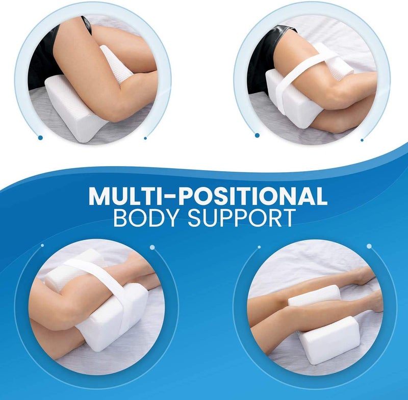 MAHAVEER COTTON Mahaveer Cotton Orthopedic Memory Foam Knee Pillow Leg Positioner Wedge Pillow Side Sleeper Sciatica Relief Pillows for Adults Knock Knee Corrector for Sleeping Washable Cover White - Image 4