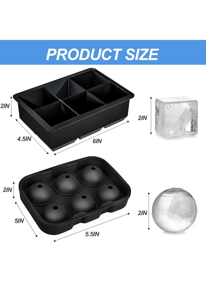 Beauenty Ice Cube and Ice Ball Maker Set of 1,for 5CM Cubes and 4CM Balls,Reusable Silicone Square Ice Cube Moulds for Drinks,Black - Image 5