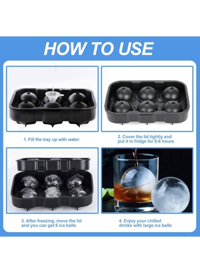 Beauenty Ice Cube and Ice Ball Maker Set of 1,for 5CM Cubes and 4CM Balls,Reusable Silicone Square Ice Cube Moulds for Drinks,Black - Image 4
