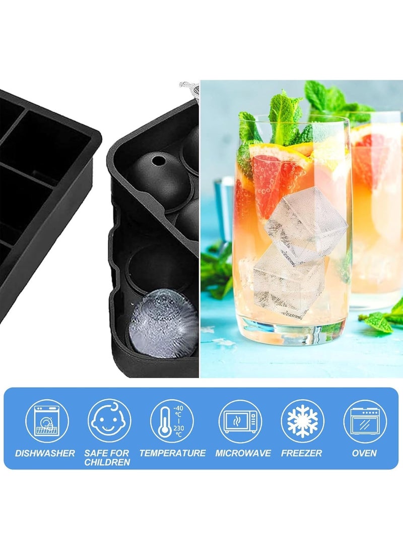 Beauenty Ice Cube and Ice Ball Maker Set of 1,for 5CM Cubes and 4CM Balls,Reusable Silicone Square Ice Cube Moulds for Drinks,Black - Image 2