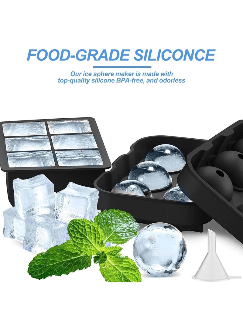 Beauenty Ice Cube and Ice Ball Maker Set of 1,for 5CM Cubes and 4CM Balls,Reusable Silicone Square Ice Cube Moulds for Drinks,Black - Image 3