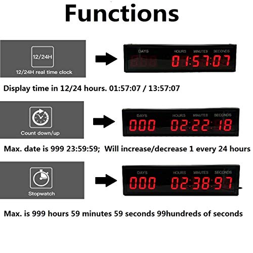 BTBSIGN LED Countdown Clock Safety Event Timer with Remote and Buttons for 1.8'' 9 Digits - Image 4