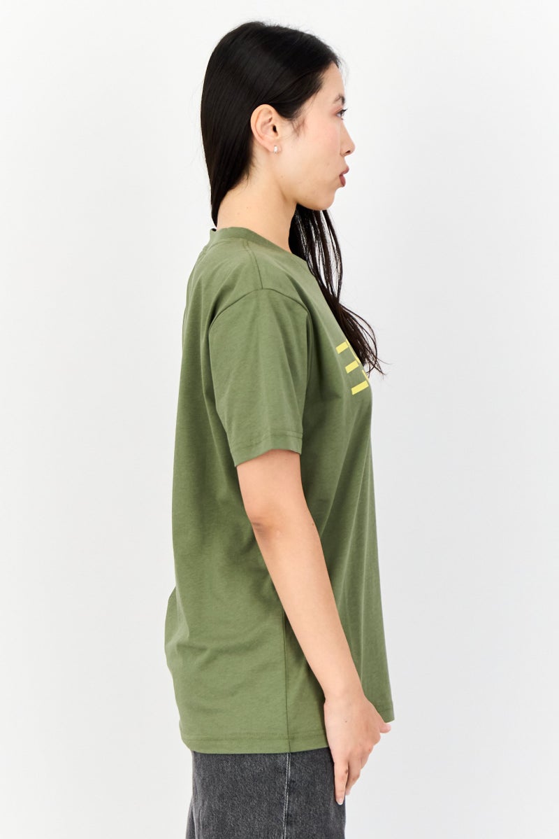 ESPRIT Women Crew Neck Short Sleeve Brand Logo T-Shirt, Olive - Image 3