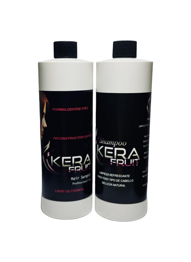KERA FRUIT Cirugia Capilar Para El Cabello Libre De Formol Antifrizz Deep Hydratation Repair Hair Treatment Professional Results Formaldehyde Free 16Oz With Shampoo Keratin Treatment.  - Image 1