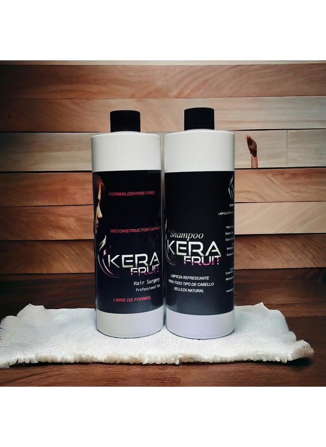 KERA FRUIT Cirugia Capilar Para El Cabello Libre De Formol Antifrizz Deep Hydratation Repair Hair Treatment Professional Results Formaldehyde Free 16Oz With Shampoo Keratin Treatment.  - Image 4