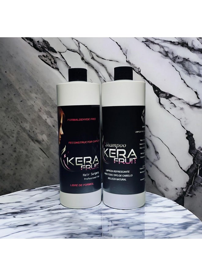 KERA FRUIT Cirugia Capilar Para El Cabello Libre De Formol Antifrizz Deep Hydratation Repair Hair Treatment Professional Results Formaldehyde Free 16Oz With Shampoo Keratin Treatment.  - Image 2