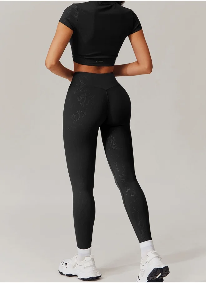 كون.يوغا Womens Crop Top Short Sleeves