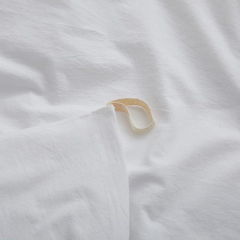 LOVQUE White Duvet Cover Full Size, 100% Washed Cotton Linen Like Bedding Set with Zipper Closure (No Comforter), 80x90 Inches - Image 4