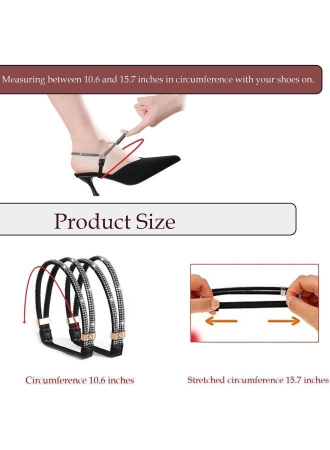 3 Pairs Elastic High Heels Shoe Straps - Rhinestone Detachable Shoe Belt for Women, Reusable Adjustable Heel Straps for Sandals & Slippers - Image 3