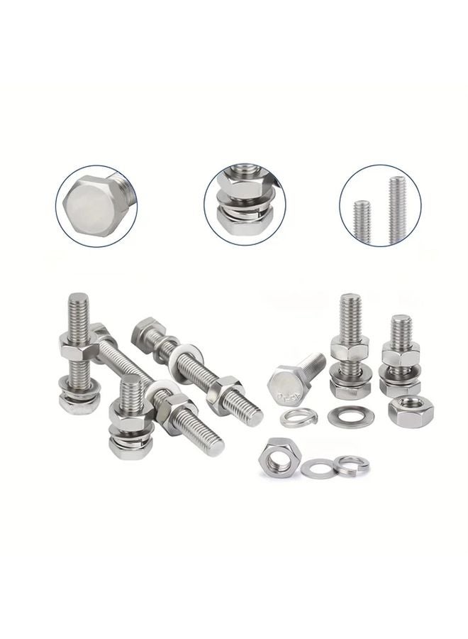 520pcs M3 M4 M5 M6 Stainless Steel Hex Head Bolts Nuts Washers Kit Heavy Duty - Image 5