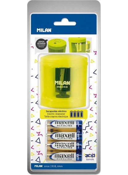 MILAN BWM10375 Acid Electric Yellow Pencil Sharpener Blister  - Image 1