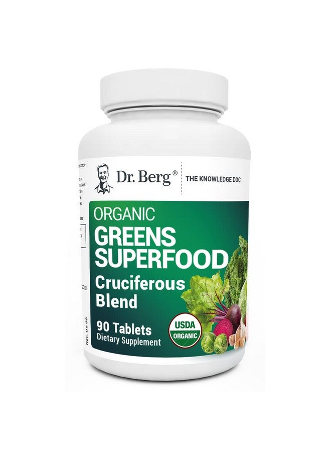 Dr. Berg's Greens Superfood Cruciferous Vegetable Tablets - Vegetable Supplements for Adults w/ 11 Phytonutrient Super Greens Tablets - Energy, Immune System & Liver Veggie Tablets - 90 Tablets