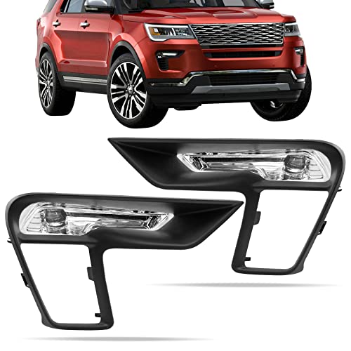 DLAA Fog Lights Led For Ford Explorer 2018 2019 Front Fog Lamps Kit Car Styling Spot Light With Cables, Clear Lens - 1 Pair - Image 1