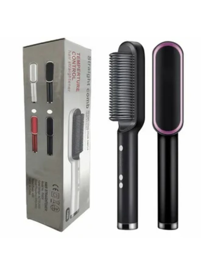 Cross-border hot-selling straightening comb, dual-use for straightening and curling hair, inner opening for bangs, styling, and adding volume. Amazon electric hot comb. - Image 2