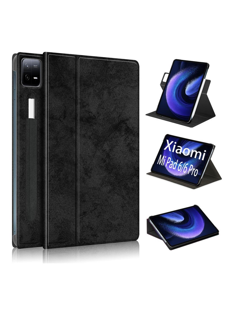 ماركة غير محددة - جراب لهاتف Xiaomi mi Pad 6 / 6pro 11 بوصة ، زوايا مشاهدة متعددة ، غطاء ذكي من جلد البولي يوريثان متعدد الوظائف مع ميزة إيقاظ النوم التلقائي ، جراب قلاب نحيف لهاتف Xiaomi Pad 6 / 6pro ، أسود - Image 1