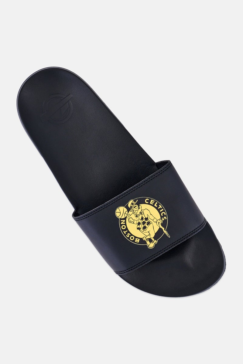 ISlide Men Boston Celtics Gold Slip On Slides, Black - Image 4
