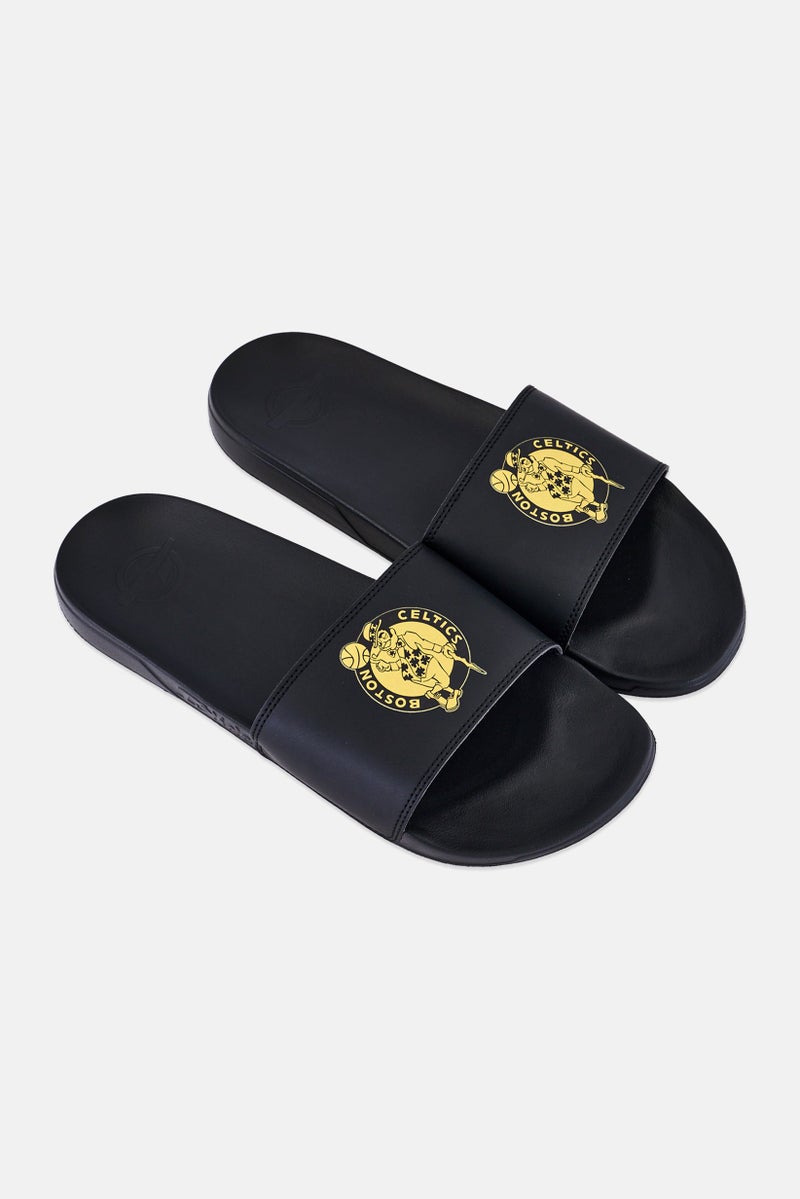ISlide Men Boston Celtics Gold Slip On Slides, Black - Image 2